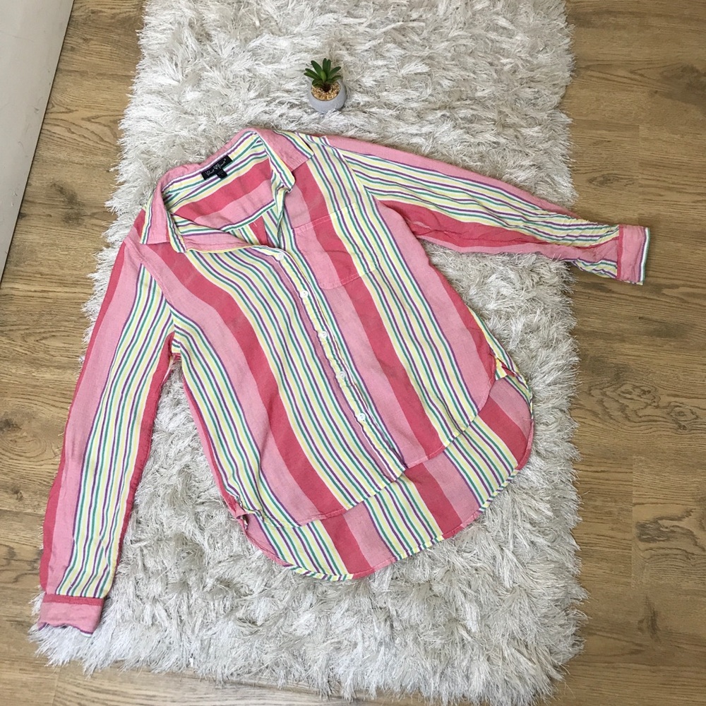 Velvet Heart S Colorful Striped 100% Rayon Shirt
